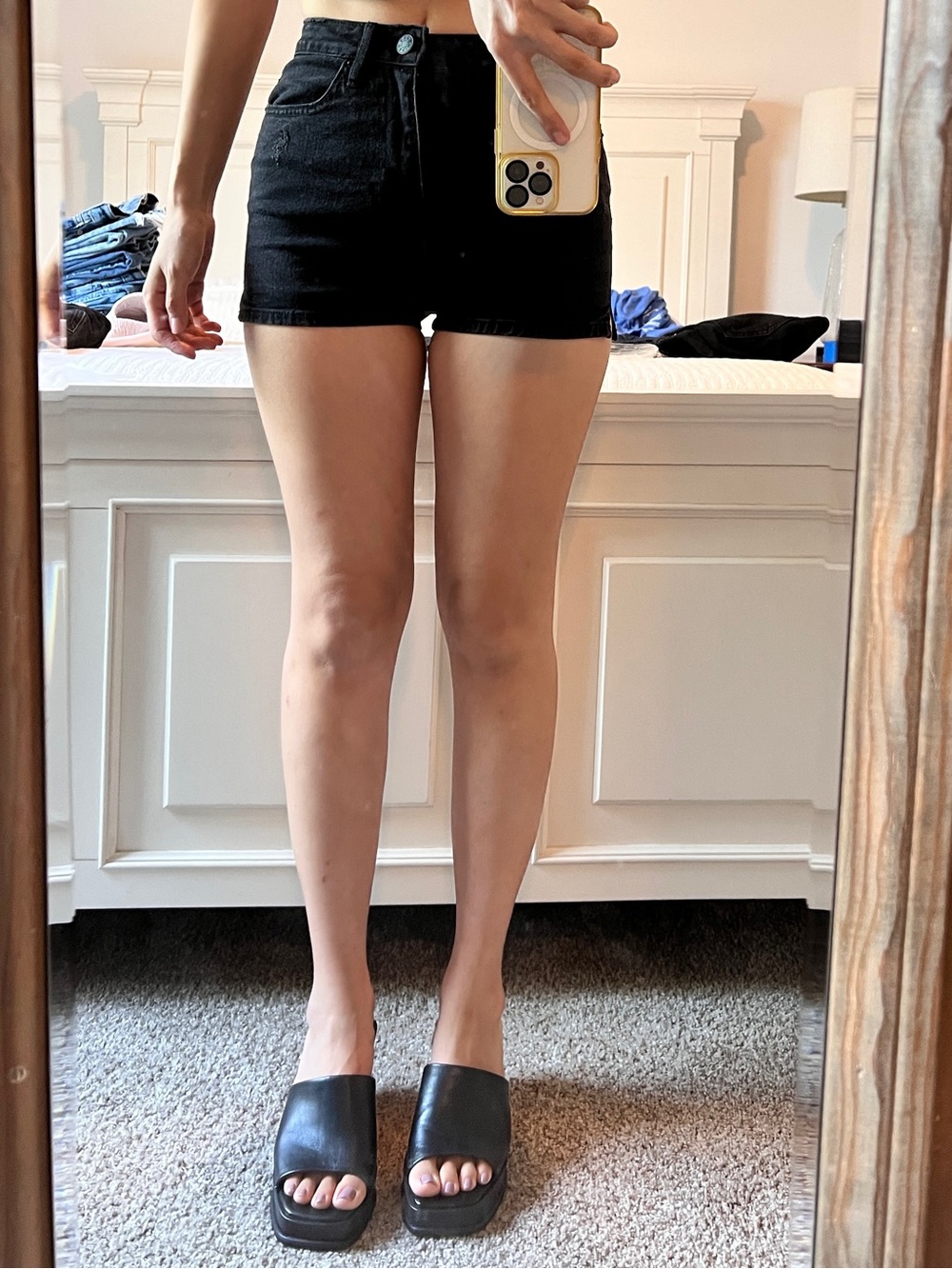 Super High Rise Spade Pin Up Micro Black Denim Shorts